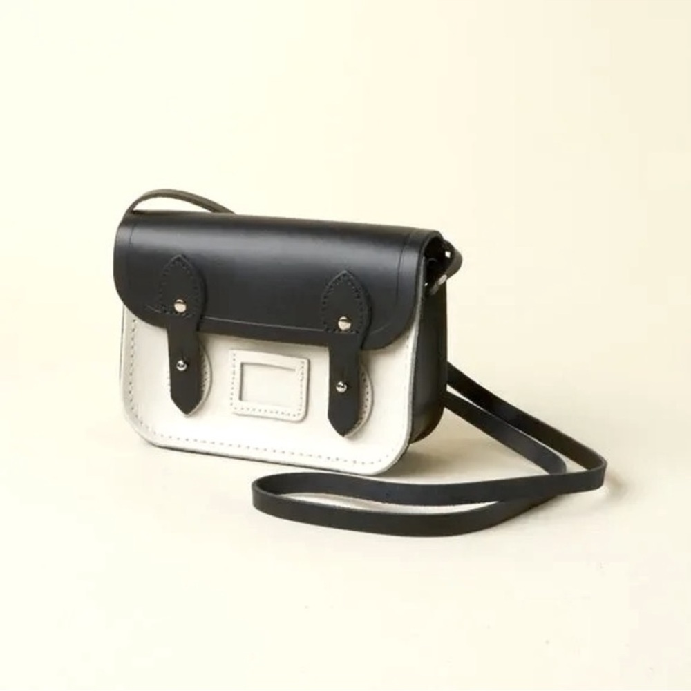 The Cambridge Satchel Company Tiny Satchel Crossbody Bag Black Cream